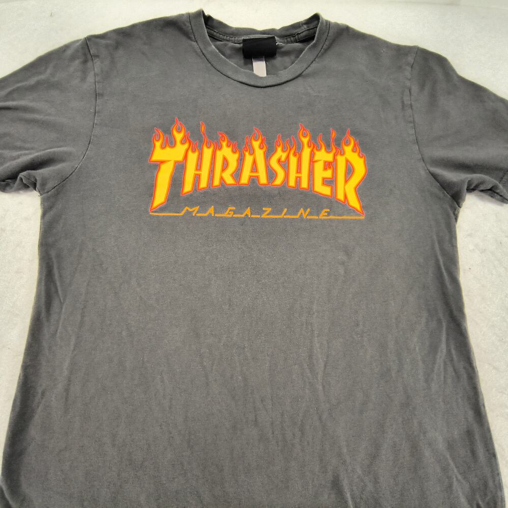 Thrasher Casual Crew Neck Short Sleeve Shirt Womens Size Medium M Gray